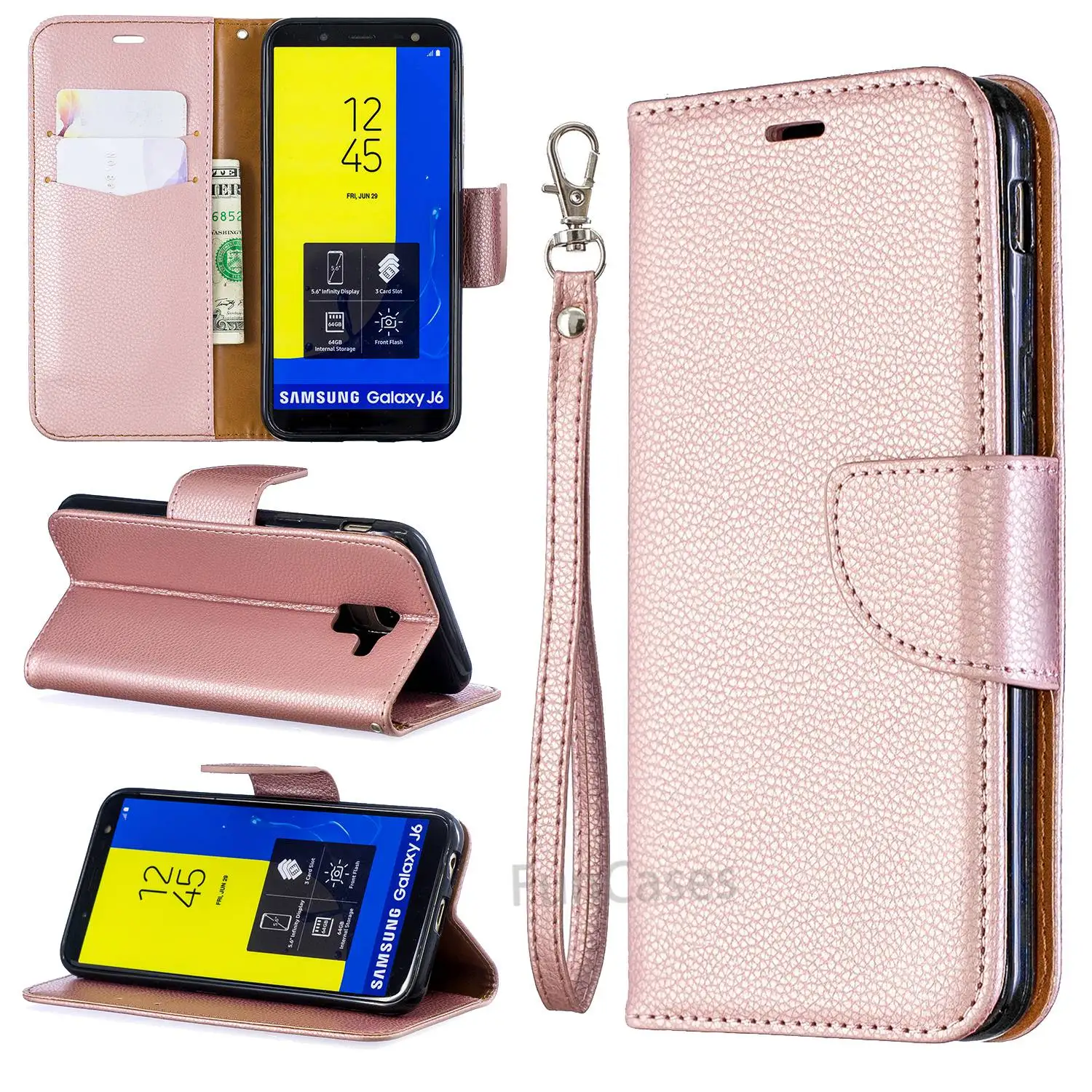 Чехол J6 для Samsung Galaxy простой матовый кожаный Винтажный чехол телефона книжка с