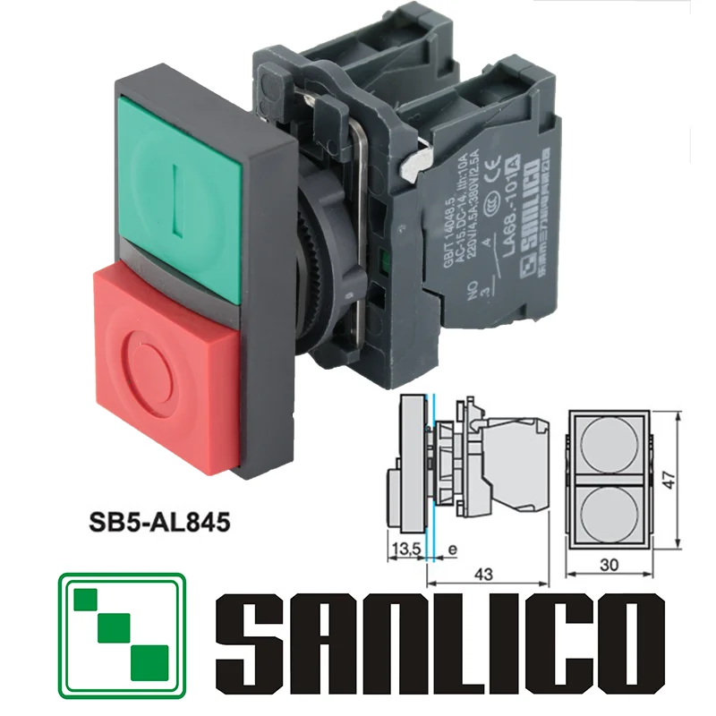 

waterproof double-headed push button switch momentary double head SB5(LA68S XB5)-AL845