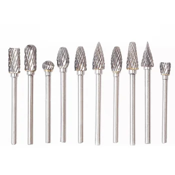 

1/8 Shank Tungsten Carbide Milling Cutter Rotary Drill Set Cone Drill Set Diamond Drill For Iron ,Steel ,Carbon Steel 10pcs
