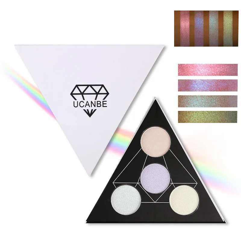 

UCANBE Brand Pigment Triangle Highlighter Makeup Palette Glow Kit Rainbow Aurora Bronzer Shimmer Brighten Eyeshadow Palette