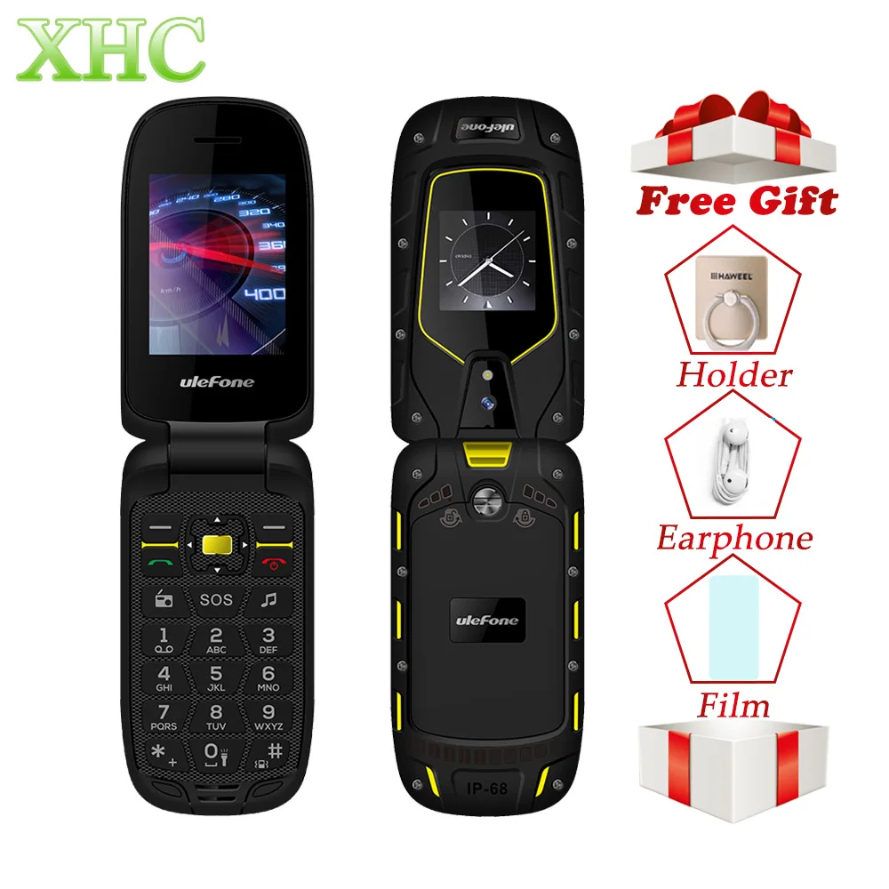 

Ulefone Armor Flip Rugged Phone Double screen 2.4'' 1.44'' 1200mAh Featured Phone Dual SIM SOS Button Flip Cellphone