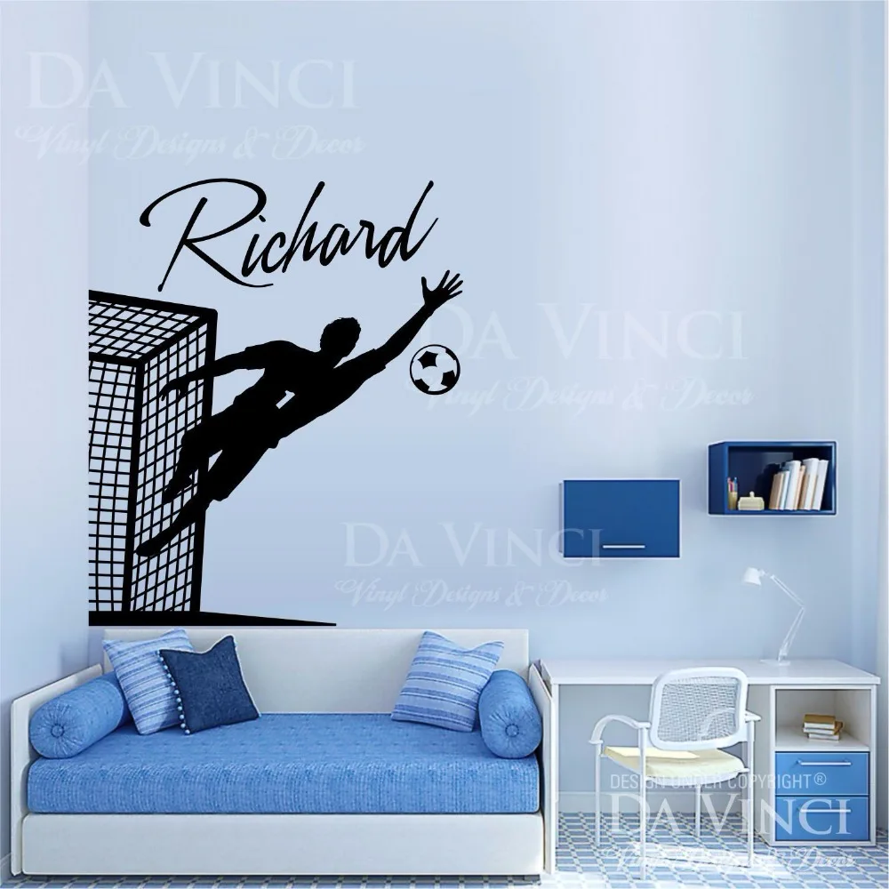 

Soccer Player Goalkeeper Vinyl Wall Decal Personalized Custom Boyl Name Football Sport Art Wall Sticker Bedroom Home Decoration