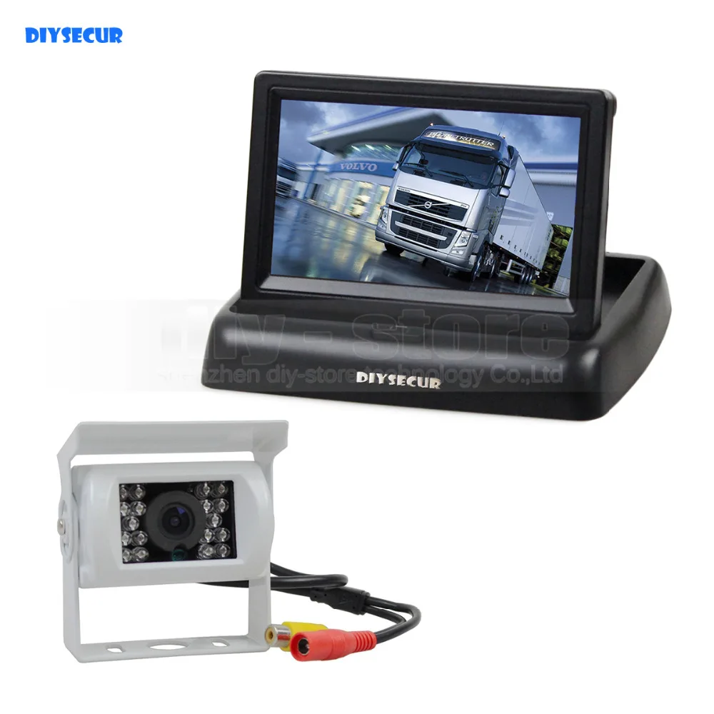 DIYSECUR 4.3inch Foldable Rear View Monitor Car Monitor Waterproof CCD