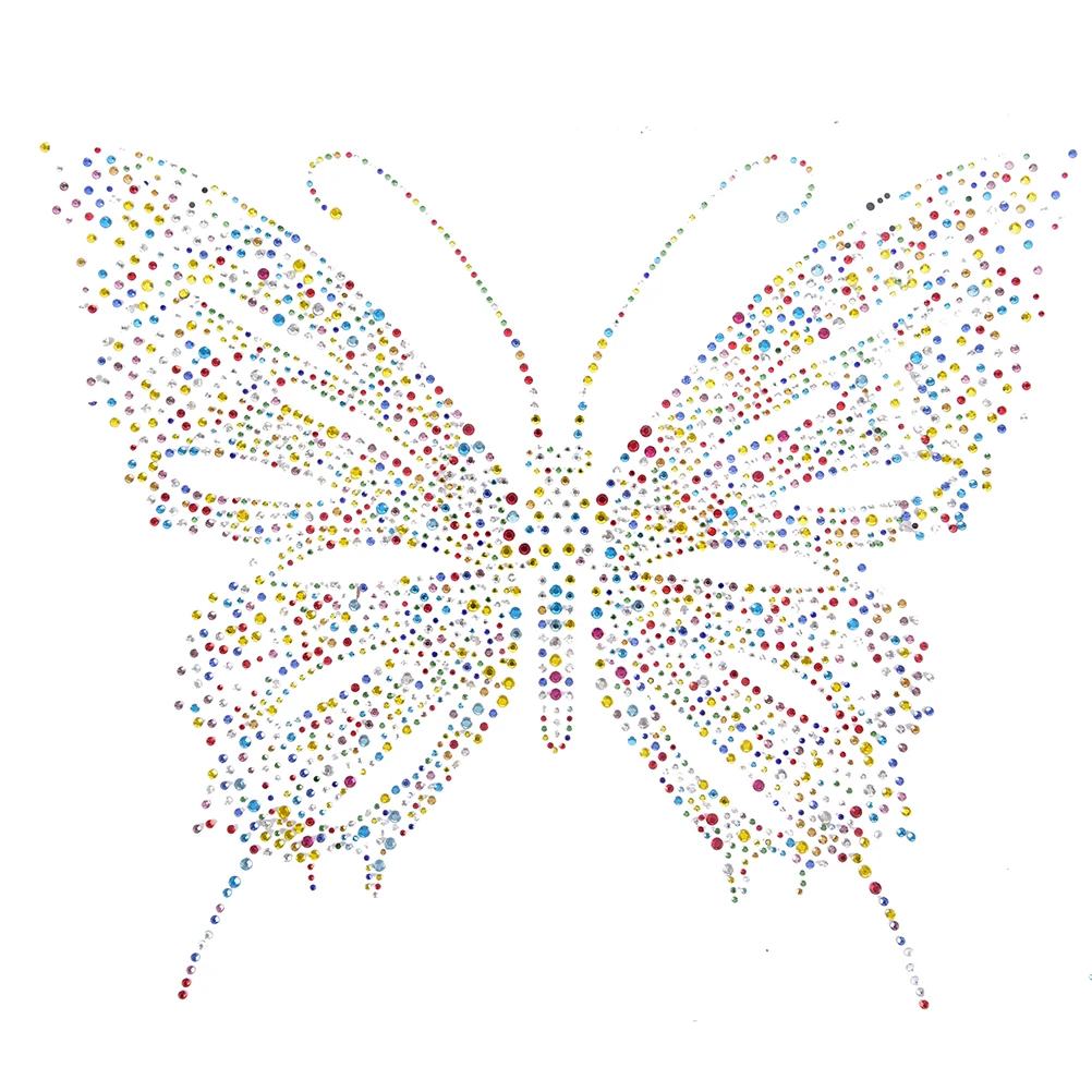 

For Sweater Shoes Embellishment Colorful Transfer Butterfly Design Rhinestone Motif Hotfix Iron Sewing on Patches