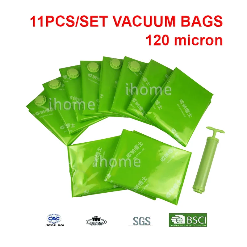 11 шт., вакуумные пакеты для хранения с насосом, высокое качество, 12 проводных вакуумных одеял, сжатая сумка для хранения на молнии