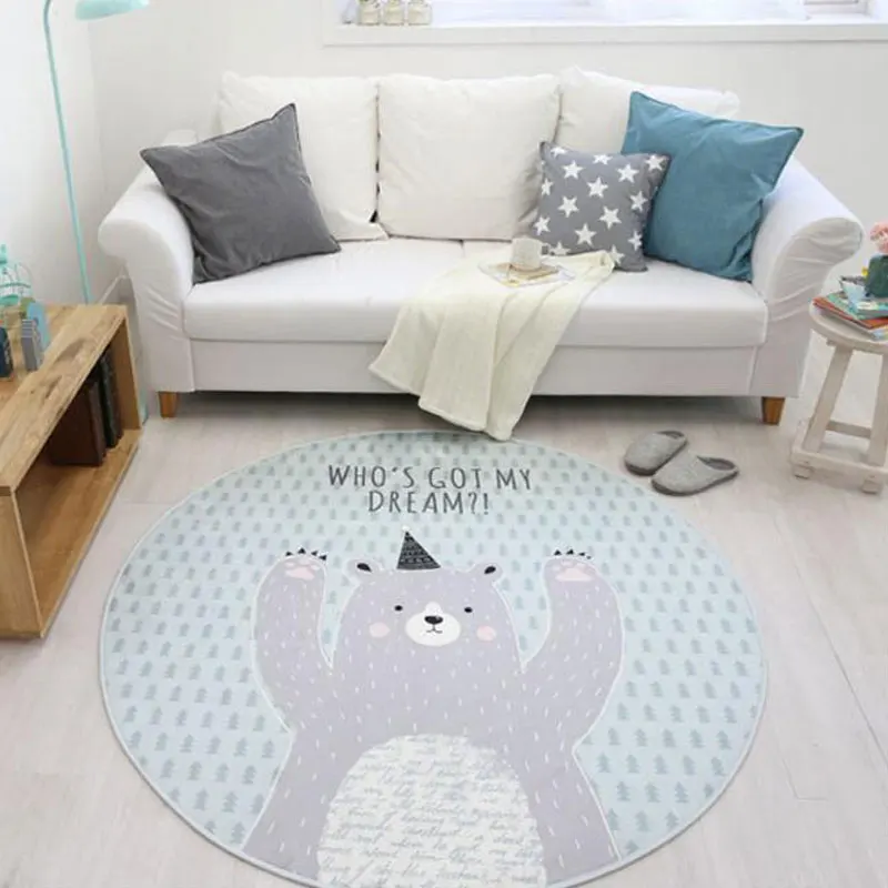 

Non-slip Flannel Velvet 120cm Diameter Carpet Round Cartoon Mat For Living Room Computer Chair Mat Rugs and Carpets
