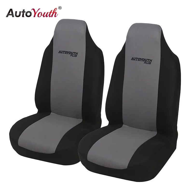 

AUTOYOUTH 2PCS Car Bucket Seat Covers Gray Polyestor Car Accessories Universal Fit Front Seat Covers Protectors for Ford Focus 2