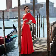 Hot Sale 2016 Red Long Prom Dress Butterfly Musilm Islamic Abaya Elegant Turkish Evening Gown Dubai Kaftan Dress Vestidos TY987