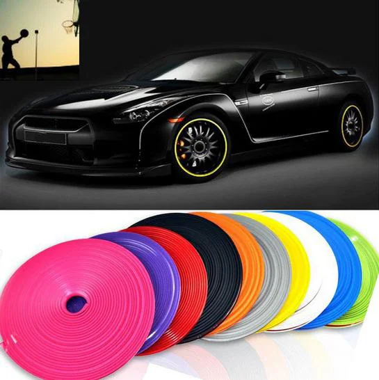 8M Tire Tyre Rim font b care b font protector Hub Wheel Stickers strip for Peugeot
