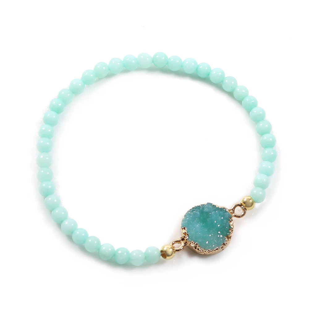 

Bead Stone Hoop Women Charm Bracelet Green/Pink Color Big Crystal Bracelets For Women Accessory