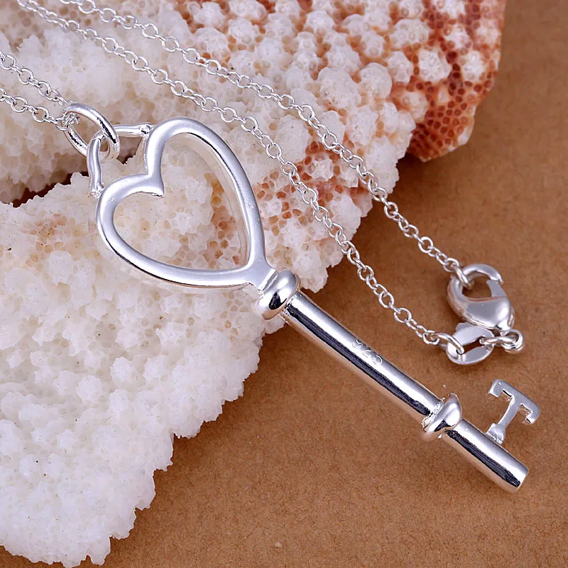 Classic Charm Keys Pendant Necklace For Women Silver Color Long