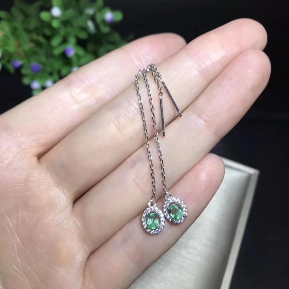 Серьги с натуральным изумрудом профессиональные женские серьги изумрудами из