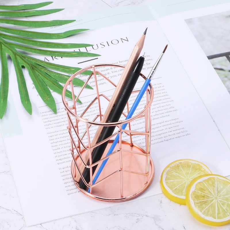 

Rose Gold Pen Pencil Pot Holder Container Organizer Home Desk Stationery Decor