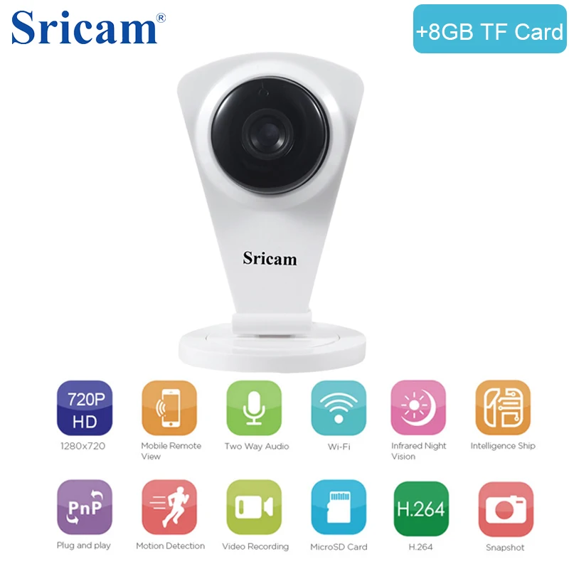 Sricam SP009C Home Smart IP Camera WIFI HD IR SD Card Slot 128G Wireless IP Camera 720P P2P For Android iOS PC Mini Baby Monitor camera : image Sricam SP009C Home Smart IP Camera WIFI HD IR SD Card Slot 128G Wireless IP Camera 720P P2P For Android iOS PC Mini Baby Monitor camera