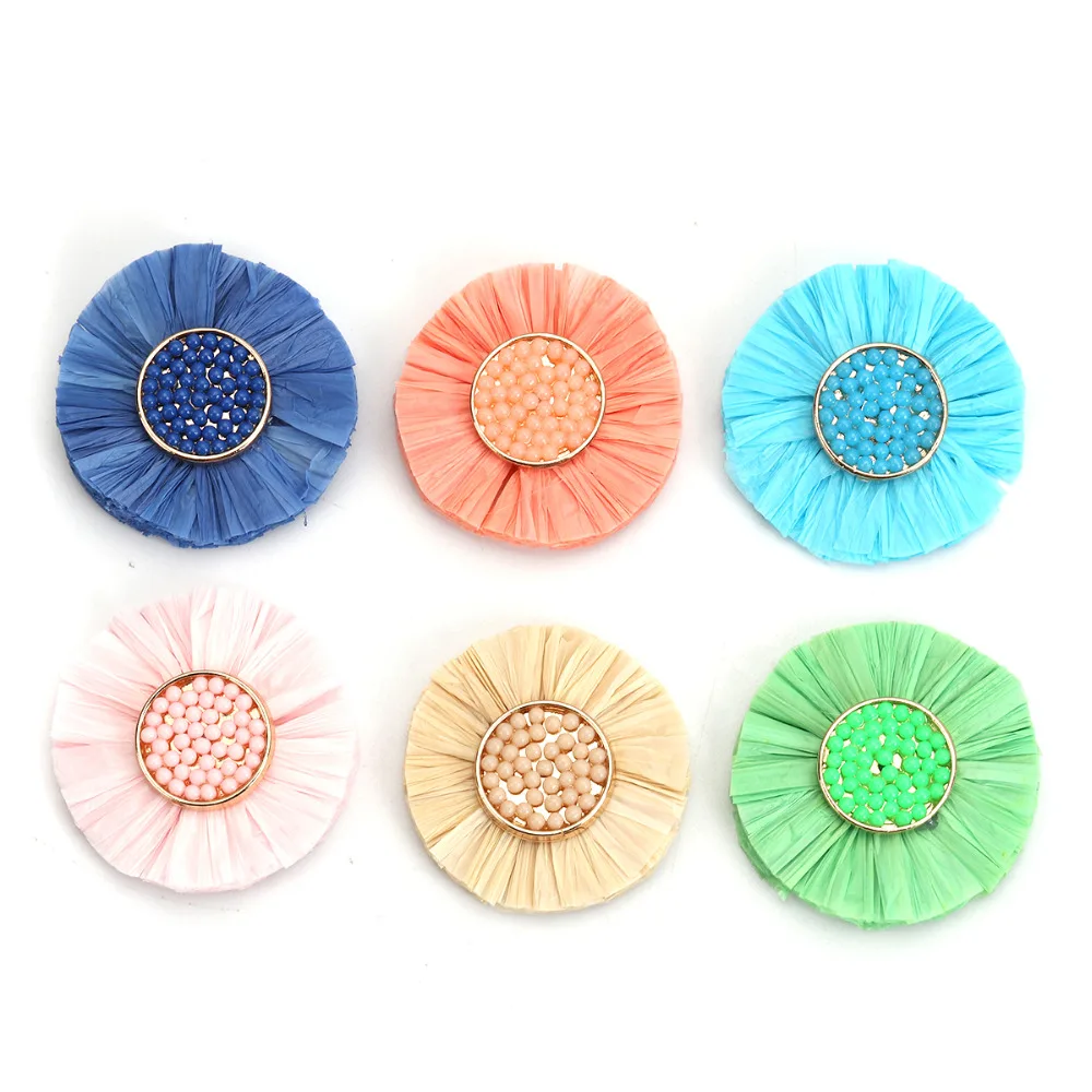 

Raffia Paper Seed Beads flower Tassel fringe trim key tassels for DIY jewelry making accessories Bag hat Garment Decoration 1pc
