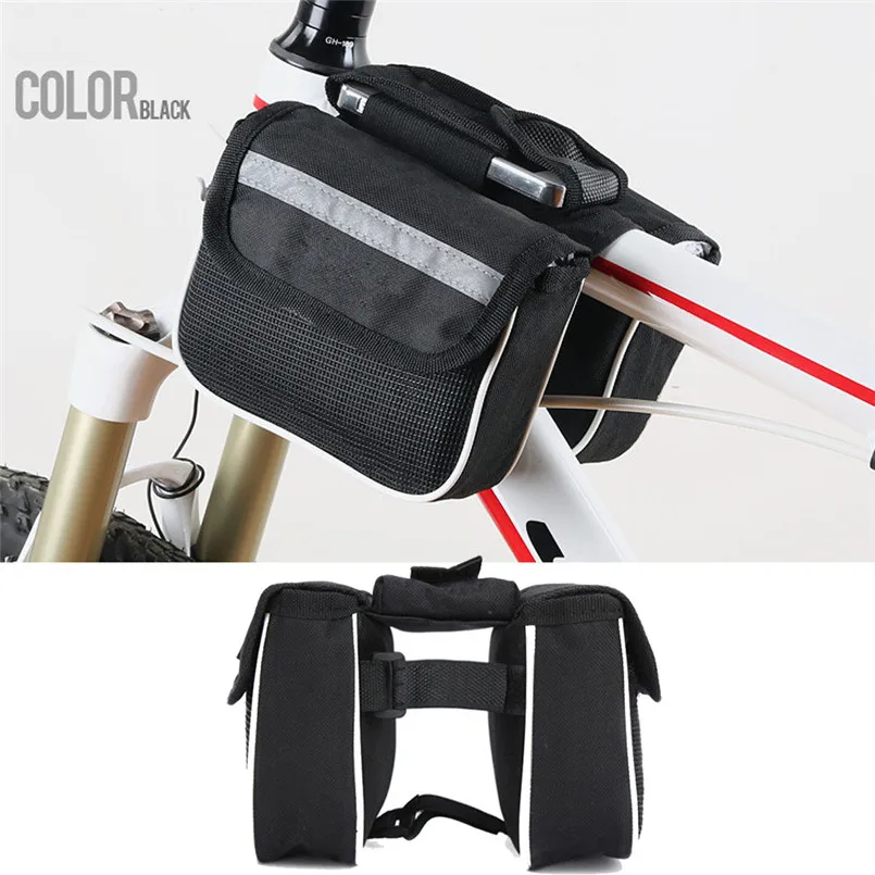 Sale New arrival 2017 Bicycle Bike Cycling Front Frame Tube Handlebar Pannier Double Pouch Phone Bag 1