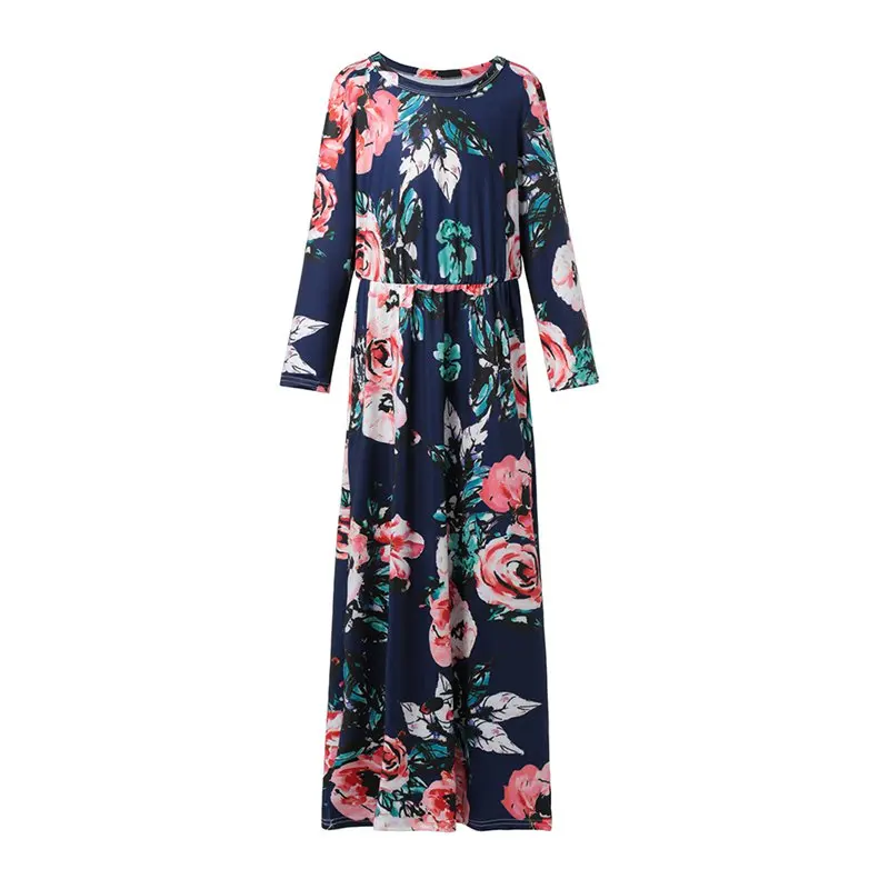

VOGUEON Girls Maxi Dress Kids Crew Neck Three Quarter Flared Beach Summer Dresses Flower Casual Bohemian Clothes for Girl 6-12T