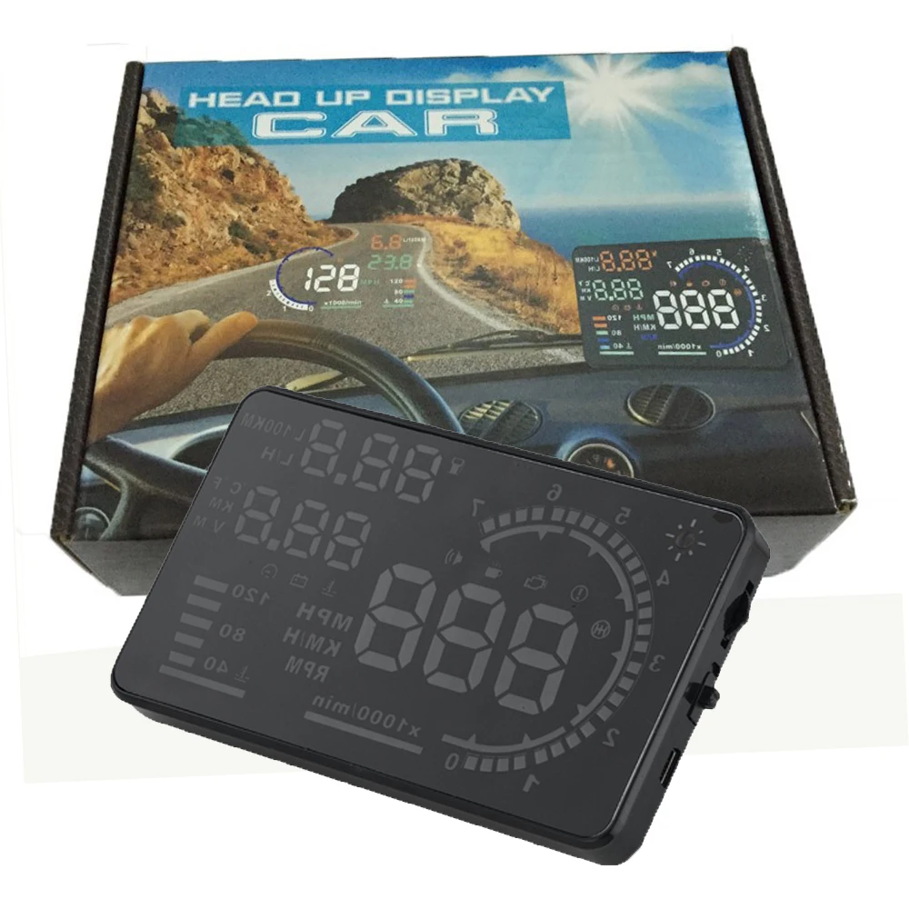 A8 Универсальный 5,5 дюймов Автомобильный HUD Дисплей OBD II 2 Скорость Предупреждение Системы топлива расхода Стайлинг автомобильный Дисплей