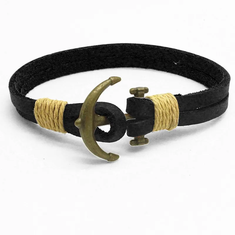 Мужские трендовые кожаные веревки ручной работы двухслойный браслет со штурвалом мужские браслеты в стиле панк ювелирные изделия Charme Pulseira