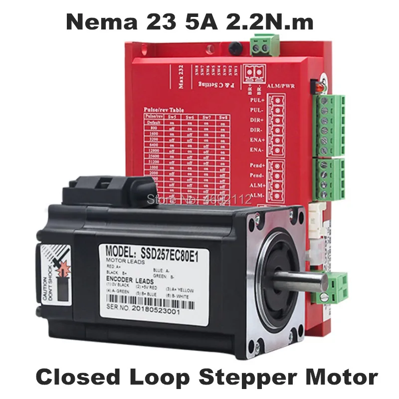 

Free shipping Nema 23 2.2N.m Closed Loop Stepper Motor kits 2.0 Nm 285Oz-in Nema23 stepper motor and drivers / servo motor kits
