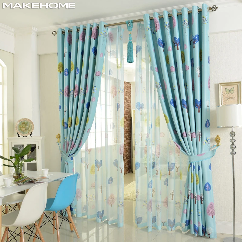 Top Quality Children Curtains for Kids Bedroom Cartoon Tree Pattern Window Curtains for Living Room Finished Curtains Drapes