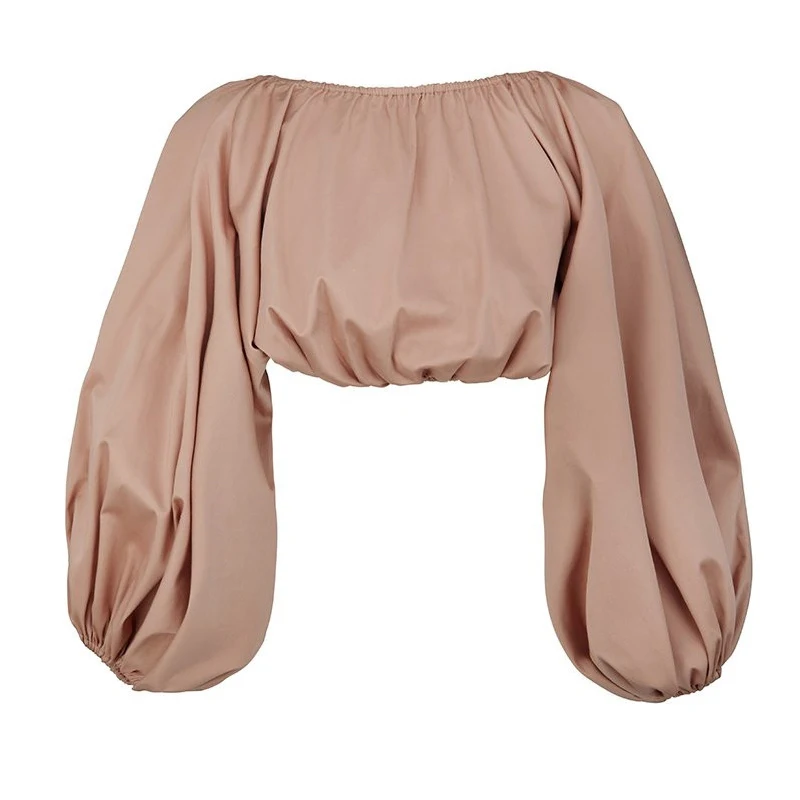 TWOTWINSTYLE Backless Short Shirt Female Slash Neck Lantern Sleeve Large Size Crop Top Blouse 2019 Summer Fashion Sexy Clothing TWOTWINSTYLE Backless Short Shirt Female Slash Neck Lantern Sleeve Large Size Crop Top Blouse 2019 Summer Fashion Sexy Clothing