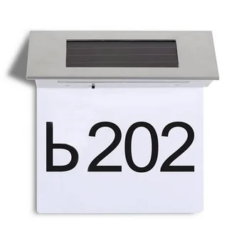 

4 LED Solar Door Lamp House Number Address Sign Doorplate Outdoor House Indicating Lights Decorative Plaque Door
