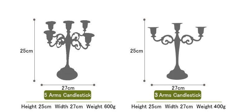 Серебряный/золотой/черный/бронзовый металлический подсвечник 5-arms/3-arms подсвечник канделябры Прямая