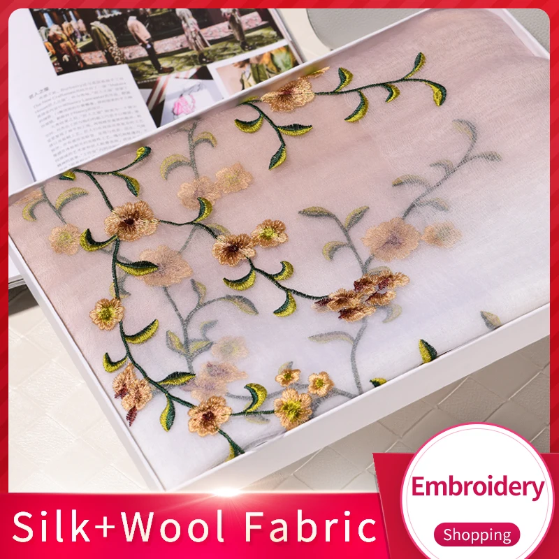 

Handmade Embroidery Silk Wool Blending Scarf Women 2019 Shawls and Wraps for Ladies Oversize Shawl Foulard Chiffon Silk Scarves