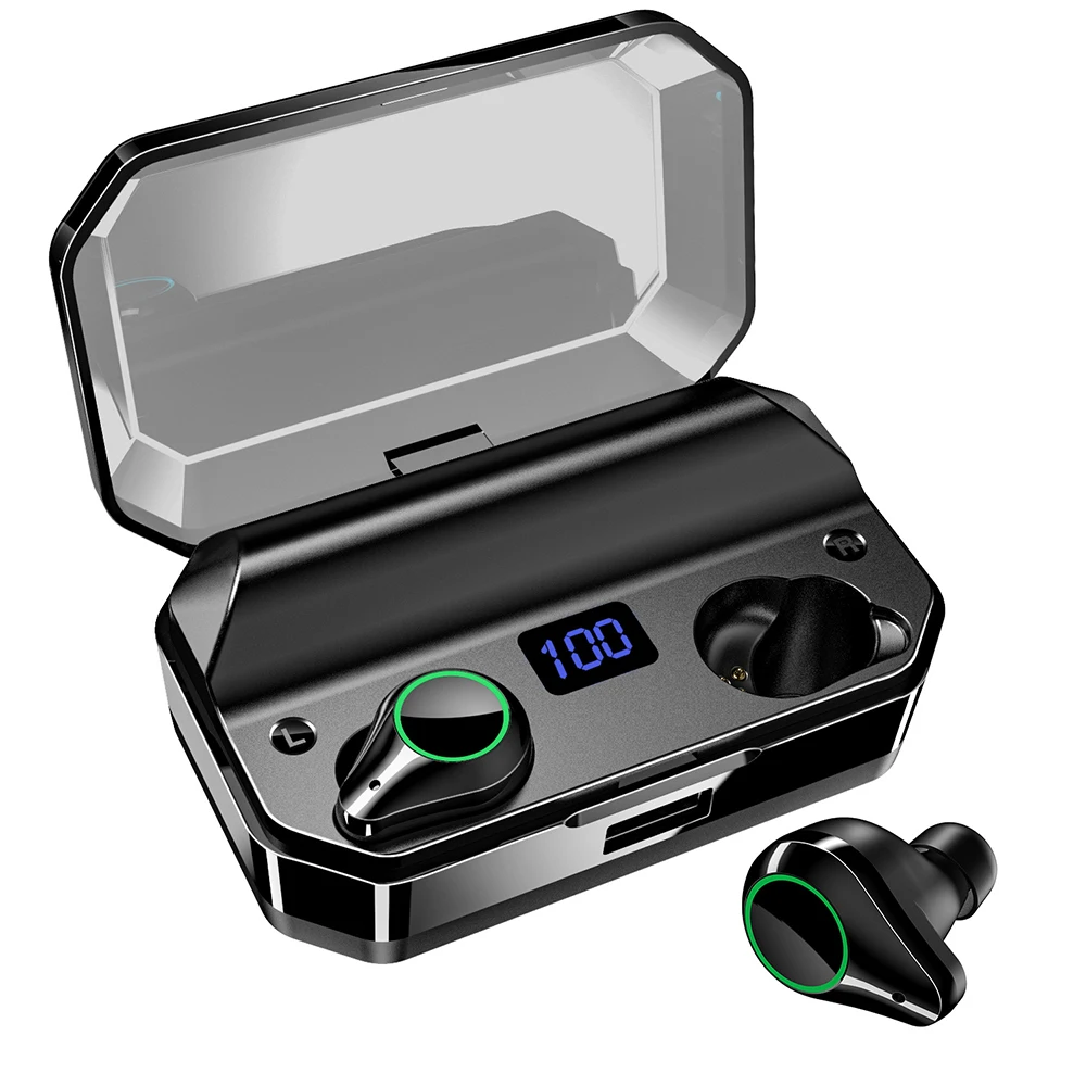 TWS T9 IPX7 Waterproof Bluetooth 5.0 Earphones Binaural True Wireless Earbuds 7000mAh Noise Cancelling Headphones 7h Music Play