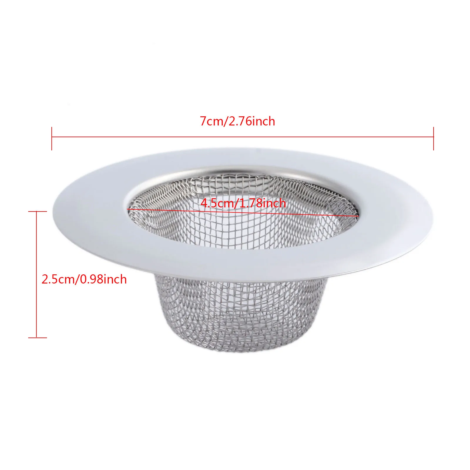 1Pc Kitchen Sink Strainer 7CM Stainless Steel Sink Drain Cover Drainer Basin Filter Mesh Sink Strainer for Bathroom Shower