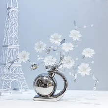 White brown Ceramic creative Crystal flower home decor room decoration handicraft Crafts Figurines & Miniatures wedding Gifts