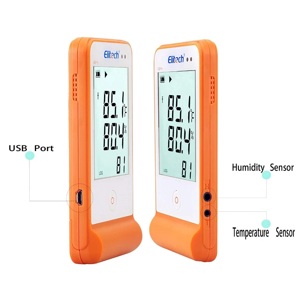 Температура и влажность ЖК USB Регистратор данных температуры регистратор монитор большие внешние датчики 16000 точек детектор GSP-6
