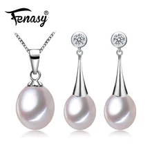 FENASY ювелирные изделия из жемчуга, Свадебные Ювелирные наборы для помолвки, ожерелье с кулоном из натурального жемчуга, женские длинные серьги, вечерние женские серьги