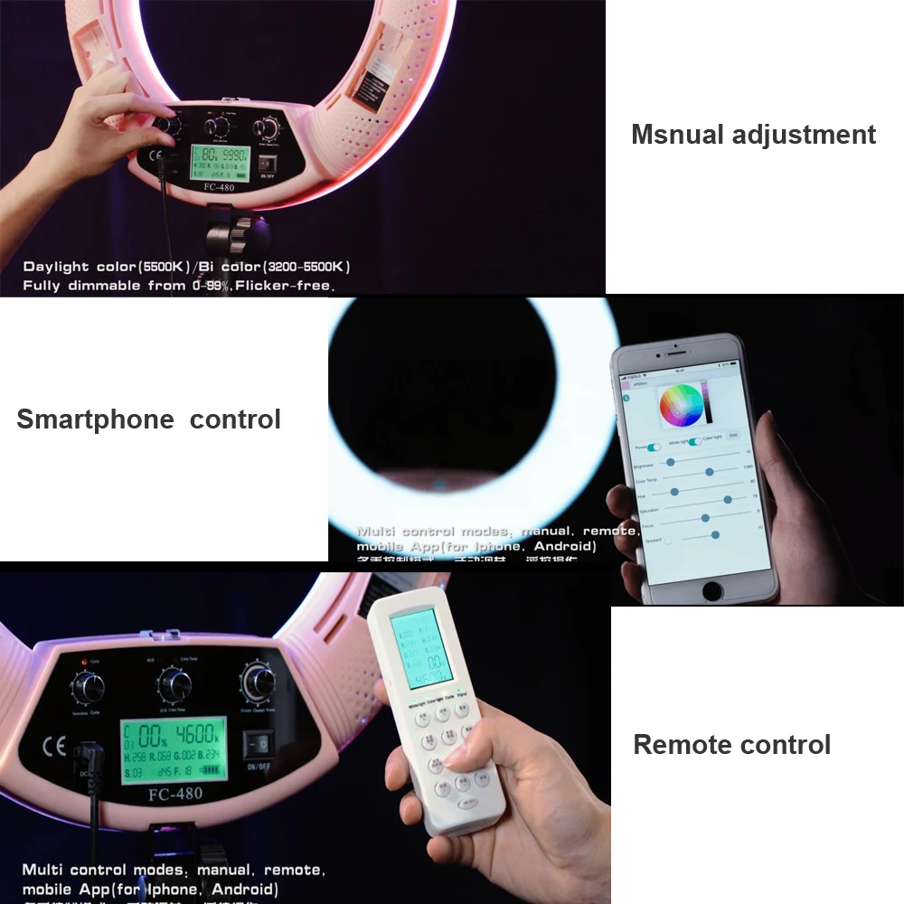 Светодиодный кольцевой светильник Yidoblo светодиодный черного цвета с RGB лампа для