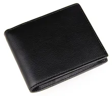 Nesitu Best Gift High Quality Black 100% Real Genuine Leather Cowhide Men Wallets For US Dollar Card Holder #M8087
