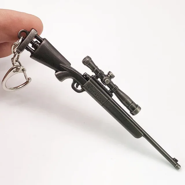 12cm PUBG Airdrop Weapon 7.62mm Bullet Sniper M24 Model Key Chains Toys