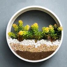 Короткая настенная ваза Железный художественный Белый цвет Искусственный цветок цветной каменный держатель подвесные вазы вечерние украшения для дома