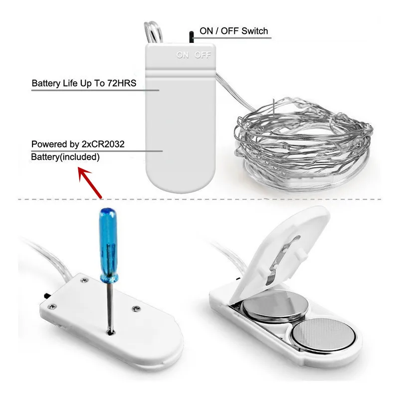 6 шт CR2032 строки света с Батарея светодиодный светильник «Луна» 20 светодиодный микро свет на серебристо-медный провод набор «сделай сам» для свадебного стола 10 светодиодный