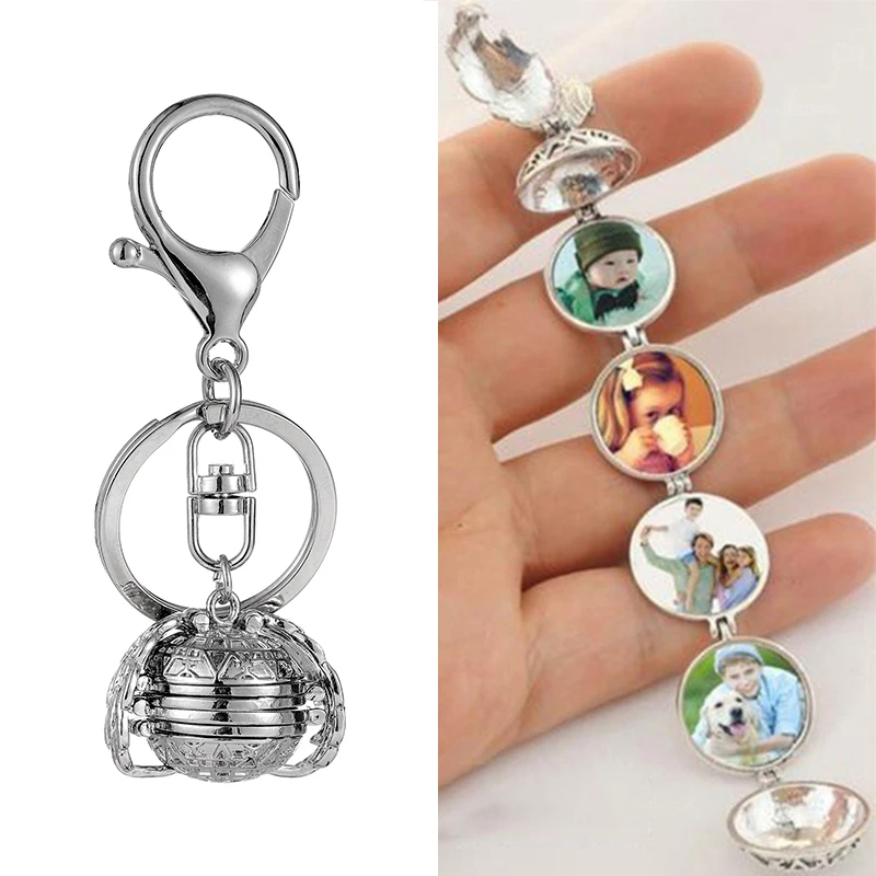 

Love Memory Magic Expanding Photo Locket KeyChains Angel Wings Flash Box Album Box Keyring for Women Men kids Accessories Gifts