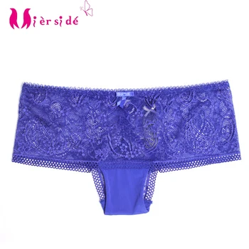 

Mierside J14019 sexy hollow out underwear women lace panties blue beige soft transparent Briefs S M L