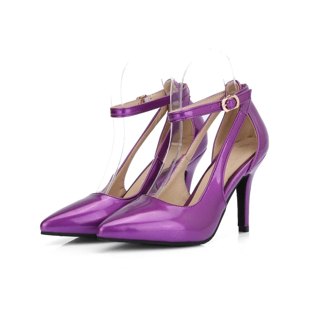 

PQECFS Big size 33-48 high quality spring & autumn women solid sexy pointed toe high heels pumps 3 colors