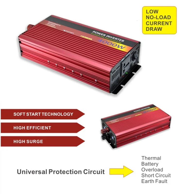 4000 W 50 HZ Портативный транспортных средств внедорожные Мощность инвертор DC12V для AC220V USB Выход