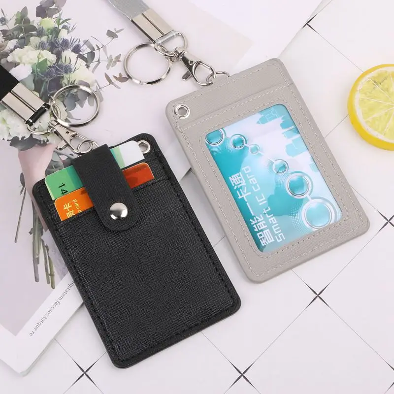 

Fashion Men Women Kids Office Work School ID Card Badge Holder with Keyring Rope Layards Neck Strap Universal 5 Colors New 2019