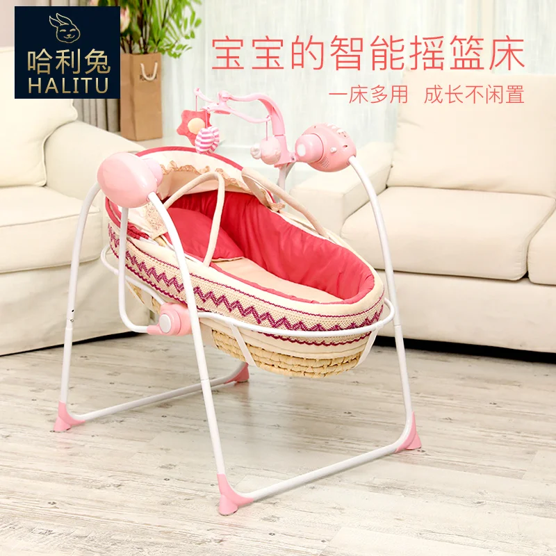 Babyqiner Baby Cradle Pink And Green Color Auto Swing Help Baby