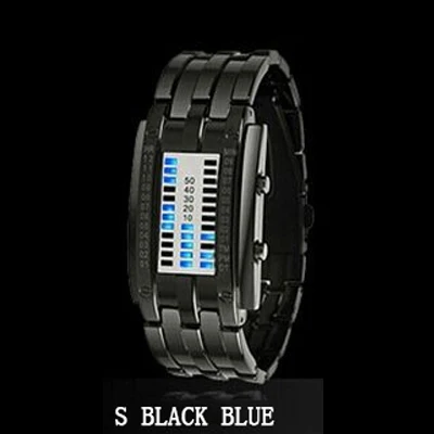 Бренд Tada Роскошные бинарные электронные часы, военные серебряные/Черные Водонепроницаемые часы из нержавеющей стали для женщин и мужчин, цифровые светодиодные спортивные часы - Цвет: Women Black Blue Led