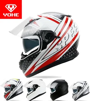 

2019 New double lens YOHE Full Face Motorcycle helmet YH-970 motocross motorbike helmets made of ABS / PC lens with Speed color