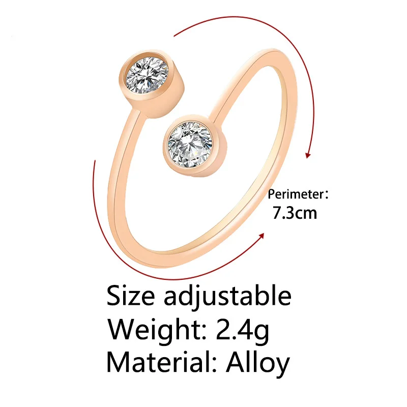 Double Crystal Woman Jewelry Fashion Simple Open Design Ring Personality Female Flower Rings Wedding Rings for Women