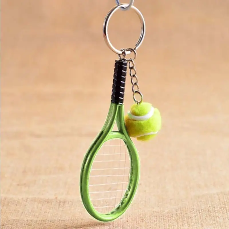 1 Pc Stylish Mini Tennis Racket Key Ring Keys Chain Keychains Souvenir