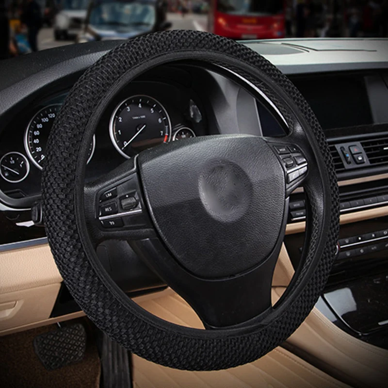 

DIY Car Steering Wheel Cover Fit For Most Cars Breathability Sandwich Fabric Durable Skidproof Auto Covers Car Styling